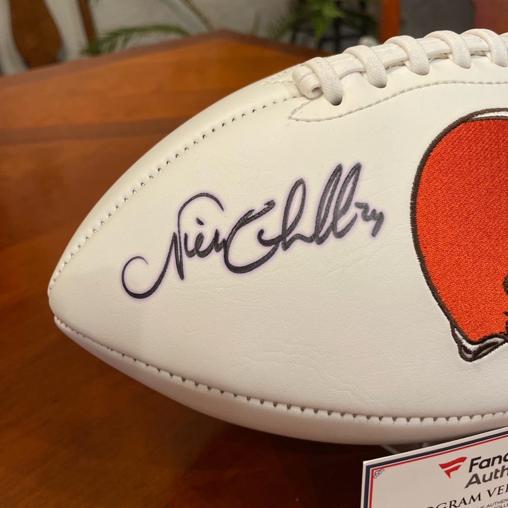 Nick Chubb, Browns 
Autographed White Panel Football - Picture 4 of 8